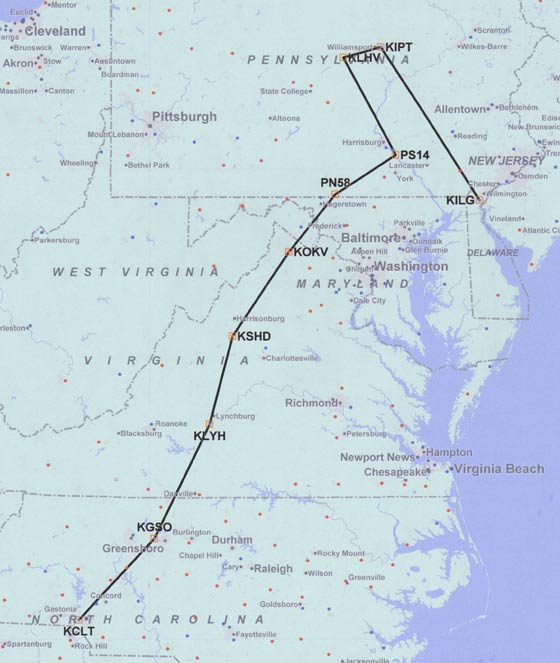 Aline Rhonie's Ferry Route with 43-983, November 16-19, 1942 (Source: Webmaster)